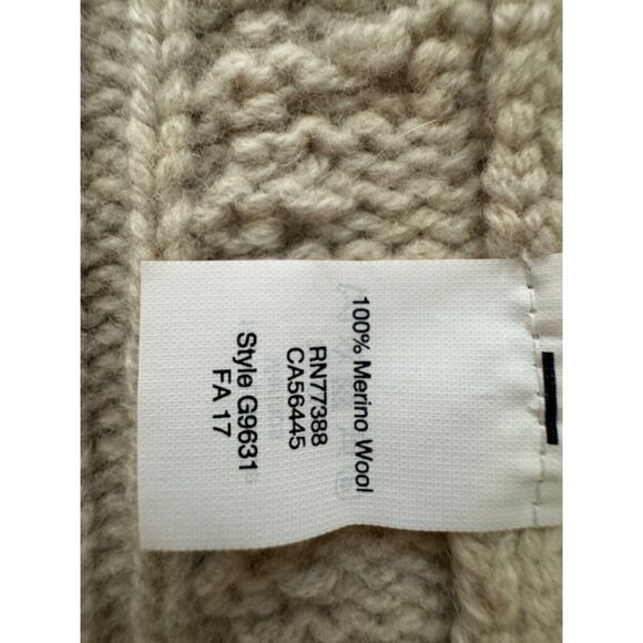 Madewell Cable knit Fringe Wool Cardigan Fisherman, Beige, size M - Picture 6 of 9